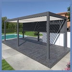 Pergola Bioclimatique autoportée Motorisée (6 pieds) 3x6 m -Aluminium - Anthracite/Blanc VS OMBREA®