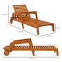 Voir la diapositive 3 : OUTSUNNY Bain de soleil transat inclinable 3 positions - accoudoirs, roues - bois de mélèze verni