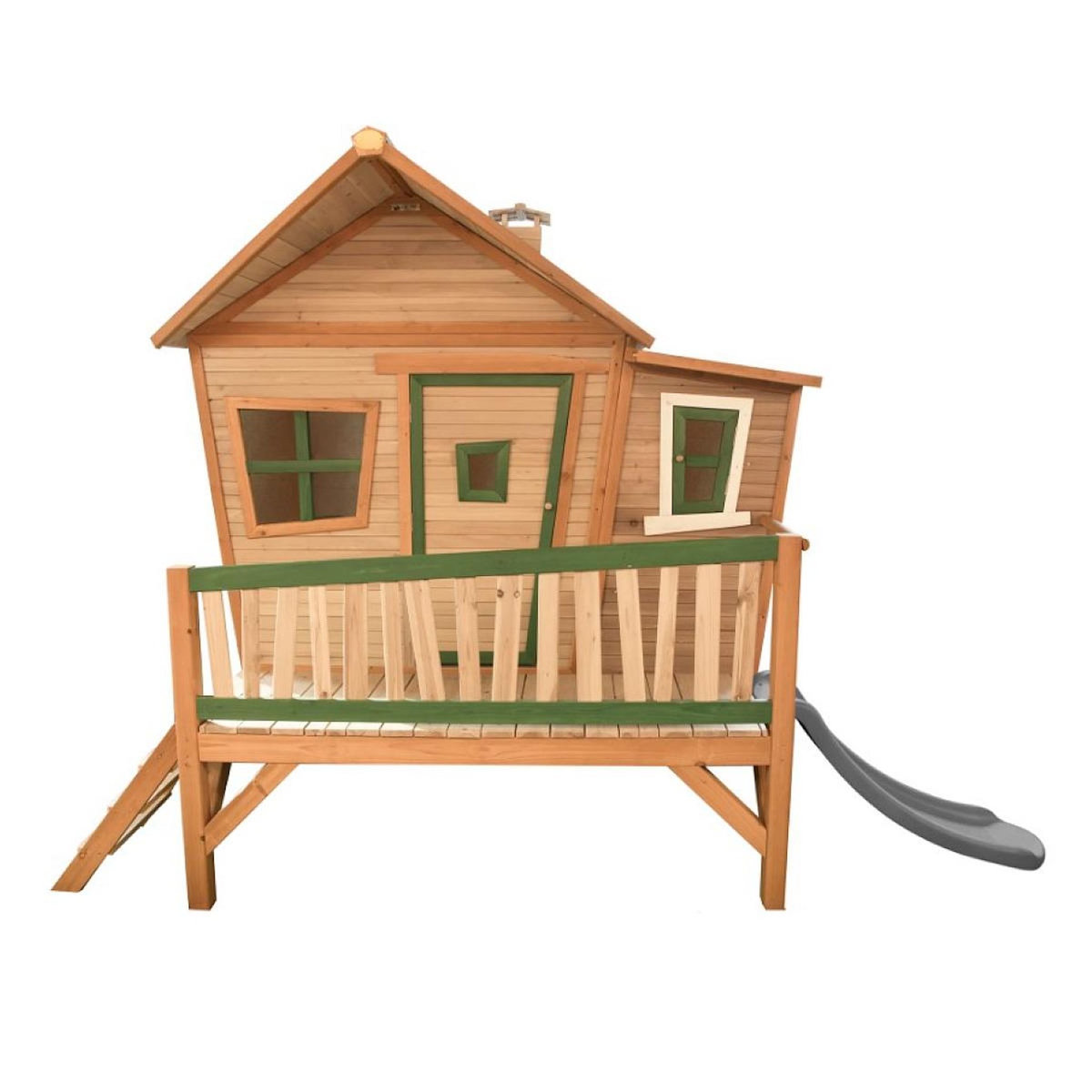 Axi House Maisonnette Emma marron-vert toboggan gris