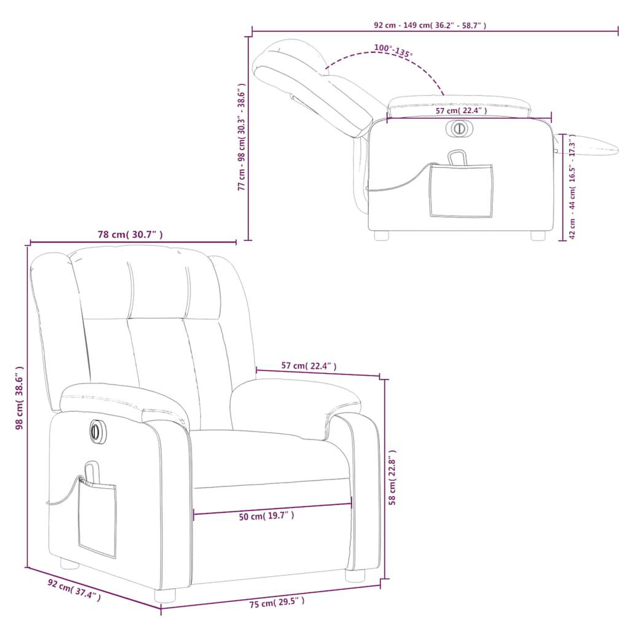 Voir la diapositive 6 : VIDAXL Fauteuil de massage inclinable electrique Rouge bordeaux Tissu