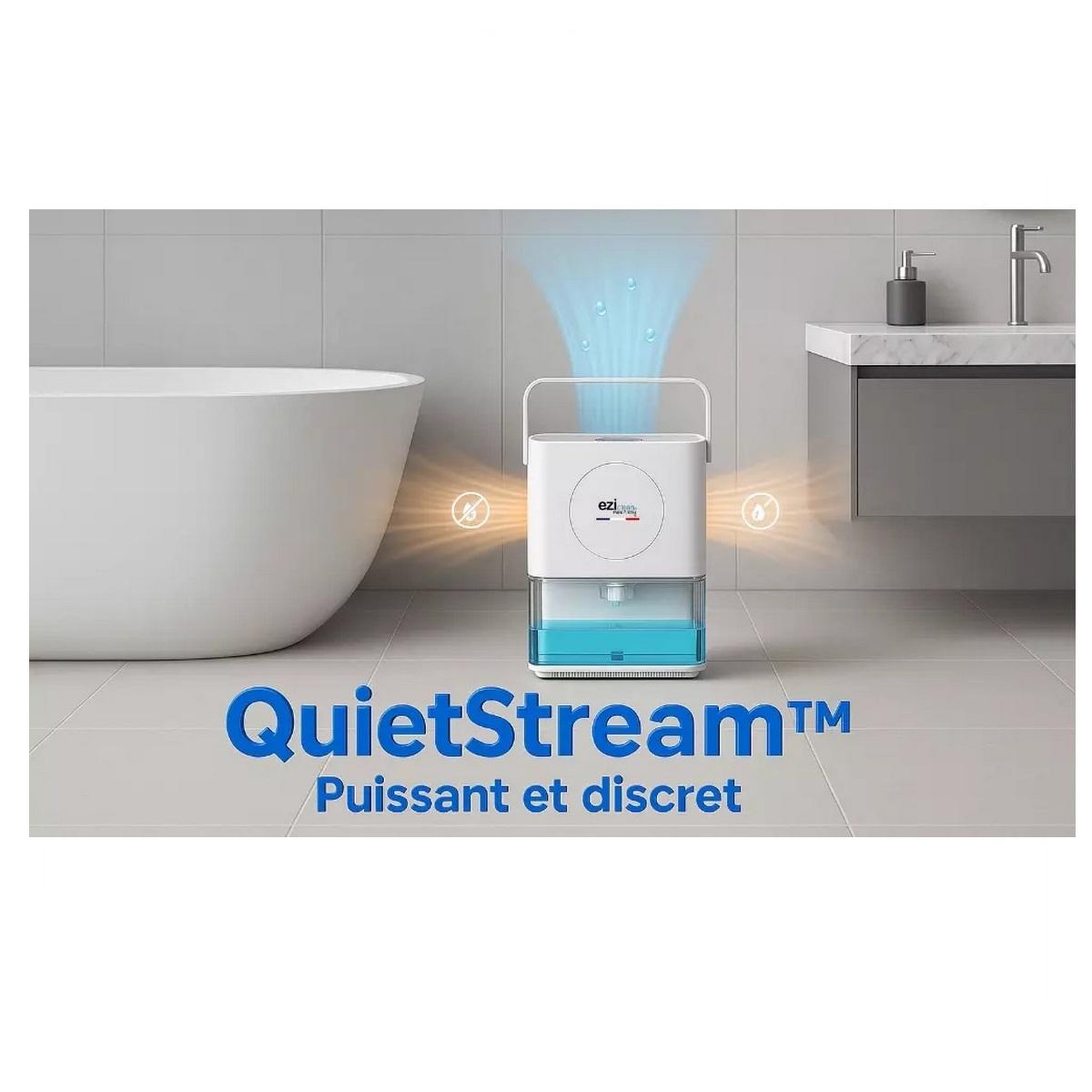 Voir la diapositive 4 : EZICLEAN Déshumidificateur 0.55l/j blanc - DRYFLOWMAX
