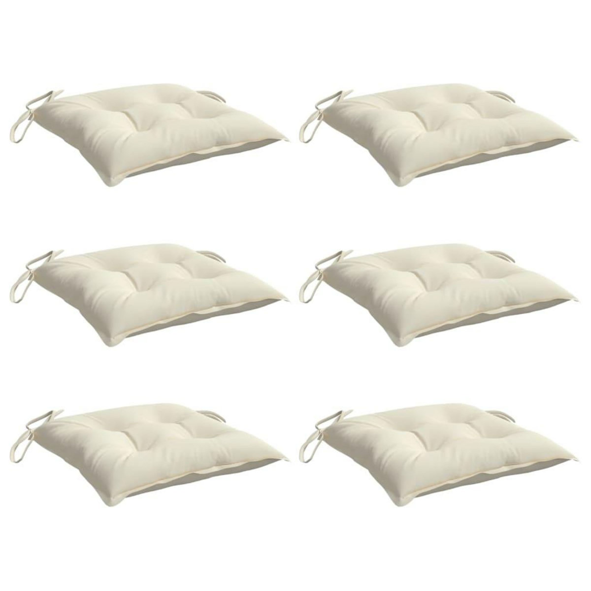 VIDAXL Coussins de chaise lot de 6 blanc creme 40x40x7 cm tissu oxford