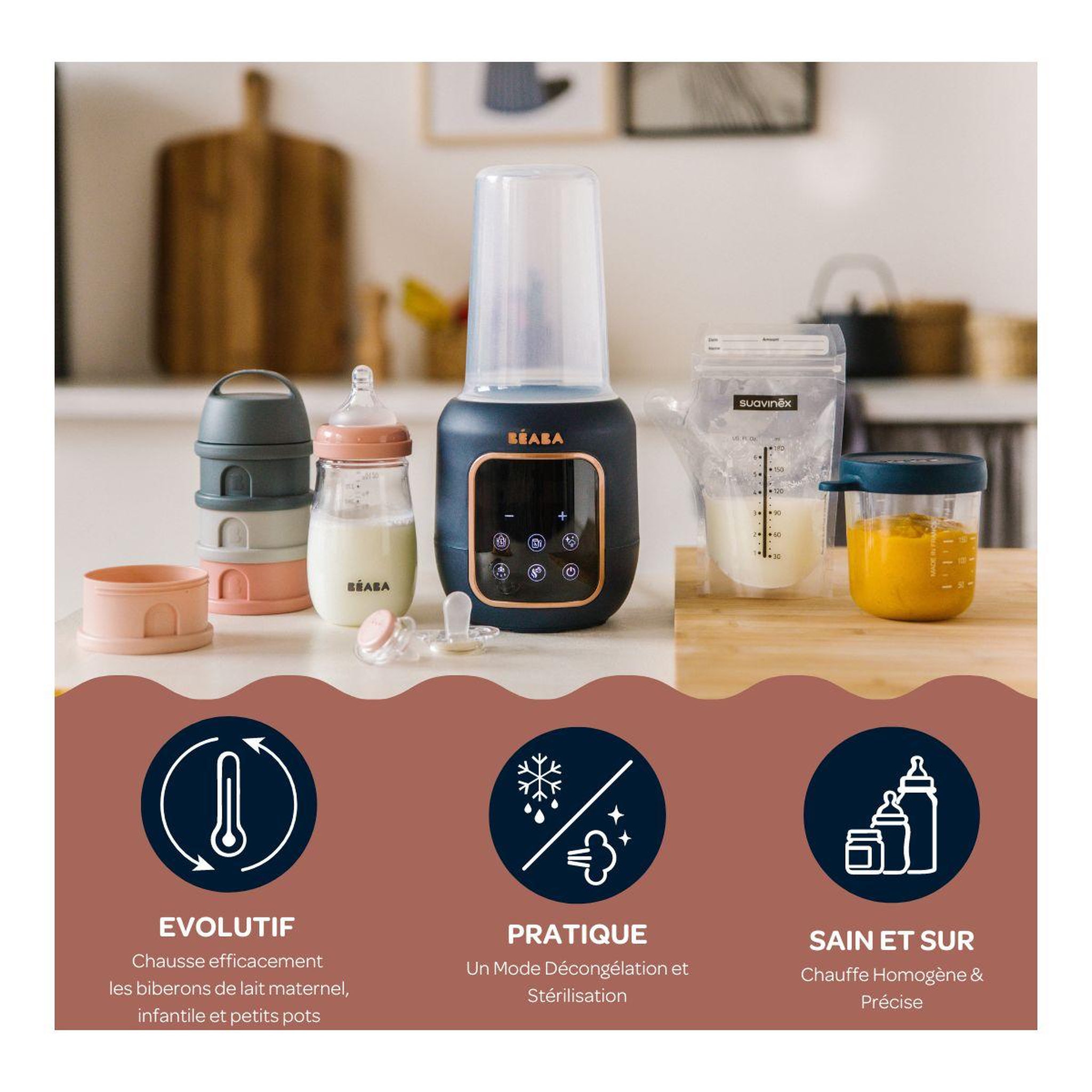 Voir la diapositive 4 : BEABA Chauffe biberon multi-milk night blue