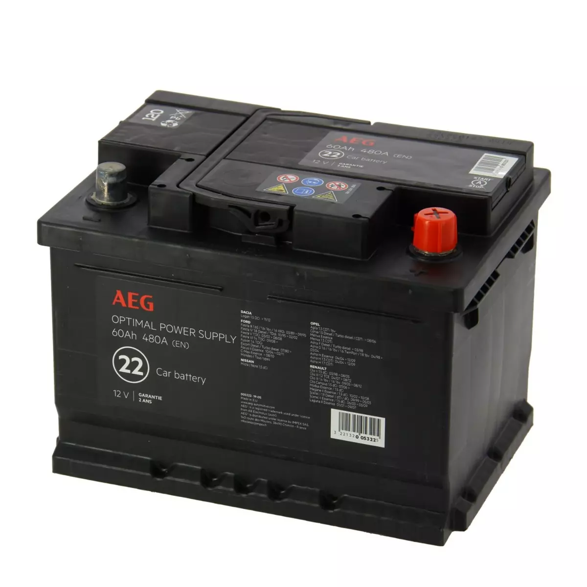 AEG Batterie  pour auto AEG 22 480A 60Ah L2B