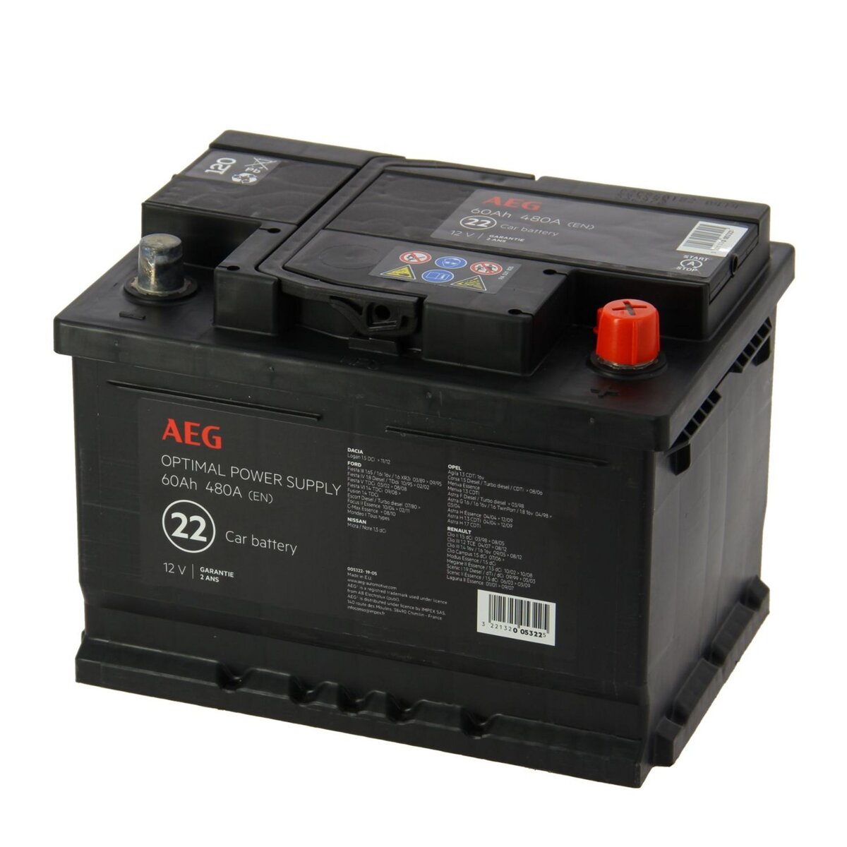 AEG Batterie pour auto AEG 22 480A 60Ah L2B pas cher 