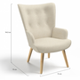 Voir la diapositive 5 : ID MARKET Fauteuil scandinave IVAR en tissu beige