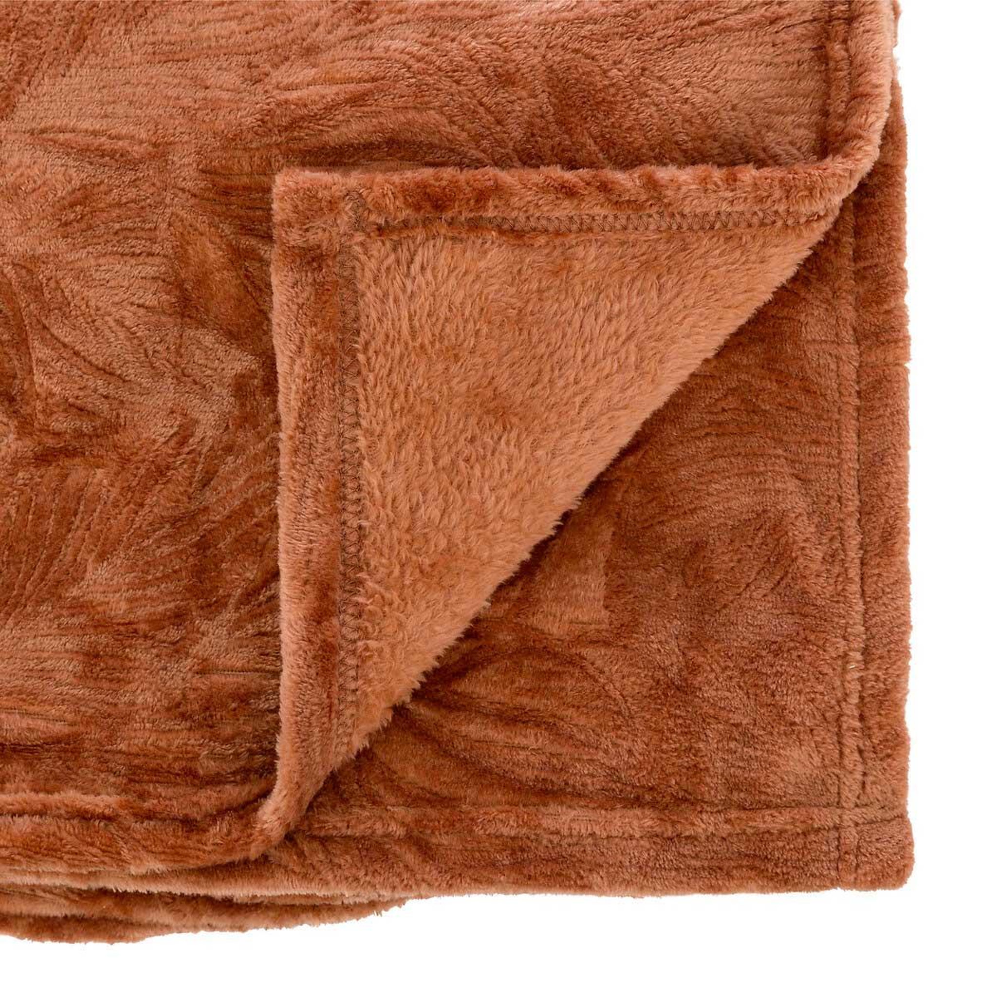 Voir la diapositive 2 : ATMOSPHERA Plaid déco flanelle  ryo  125x150cm terracotta