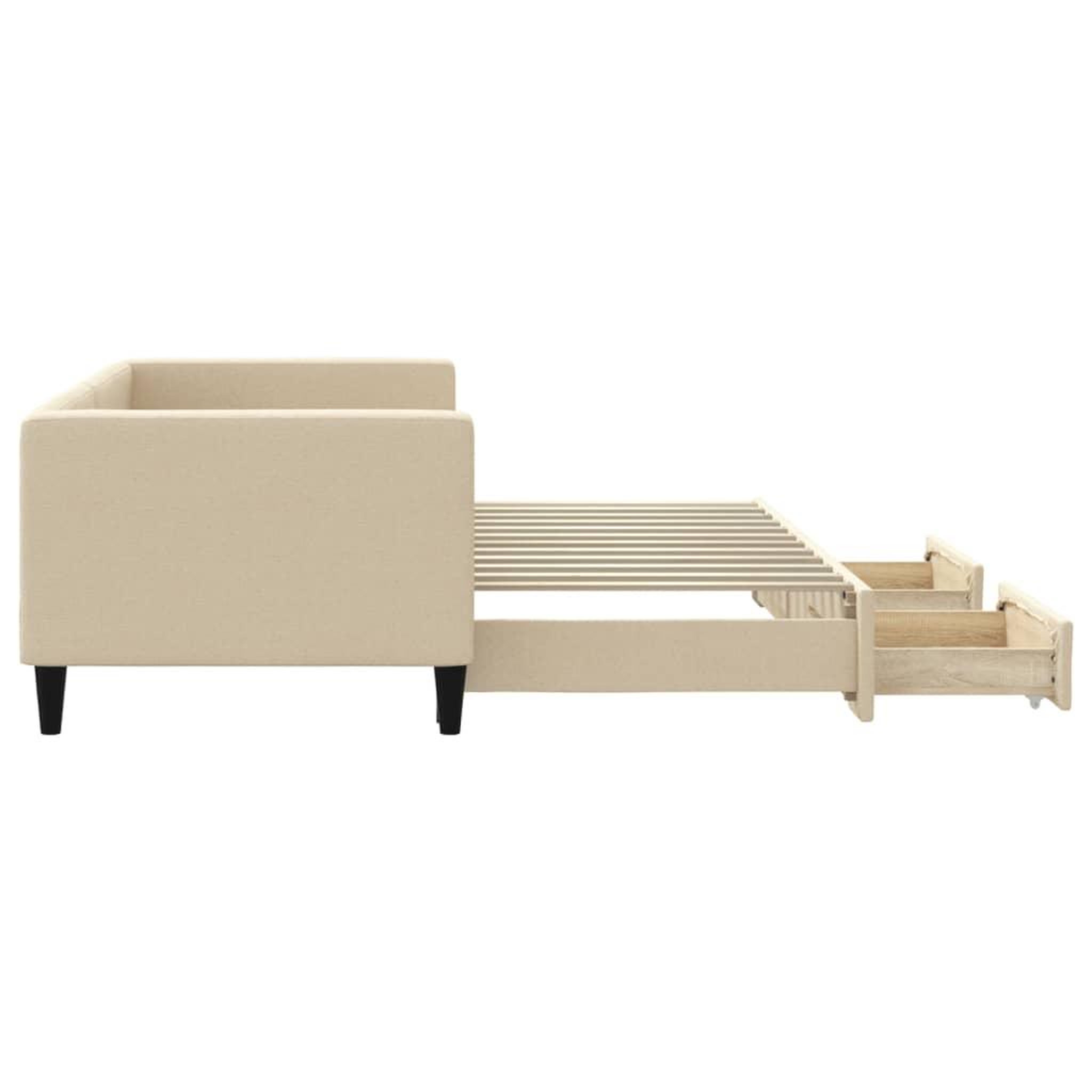 Voir la diapositive 4 : VIDAXL Lit de jour avec gigogne et tiroirs sans matelas creme 80x200cm