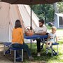 HOMCOM Table de camping pique-nique pliante portable en plastique avec 4 sieges bleu