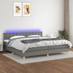 VIDAXL Sommier a lattes de lit et matelas et LED Gris fonce 200x200 cm