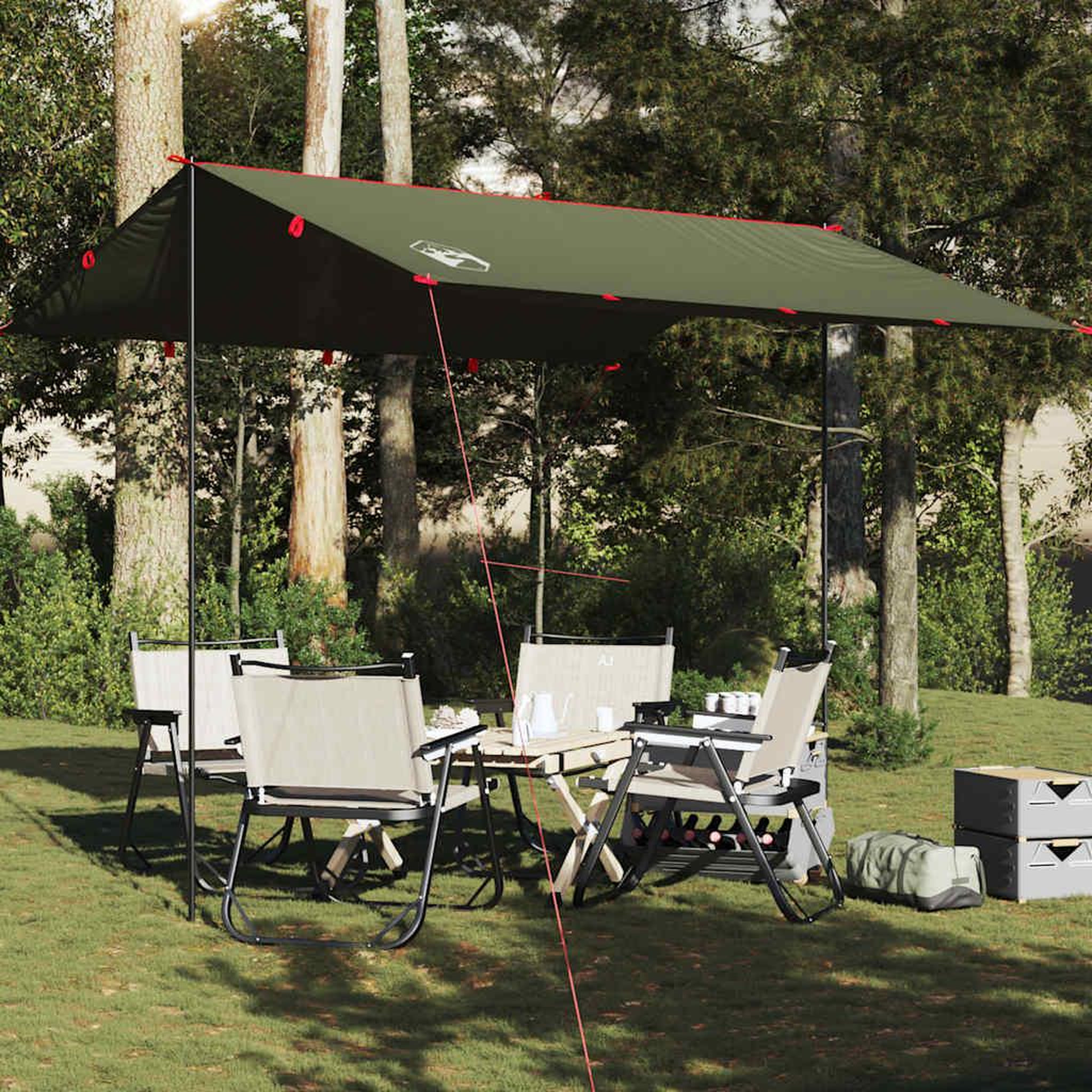 VIDAXL Bache de camping vert olive 306x306 cm impermeable