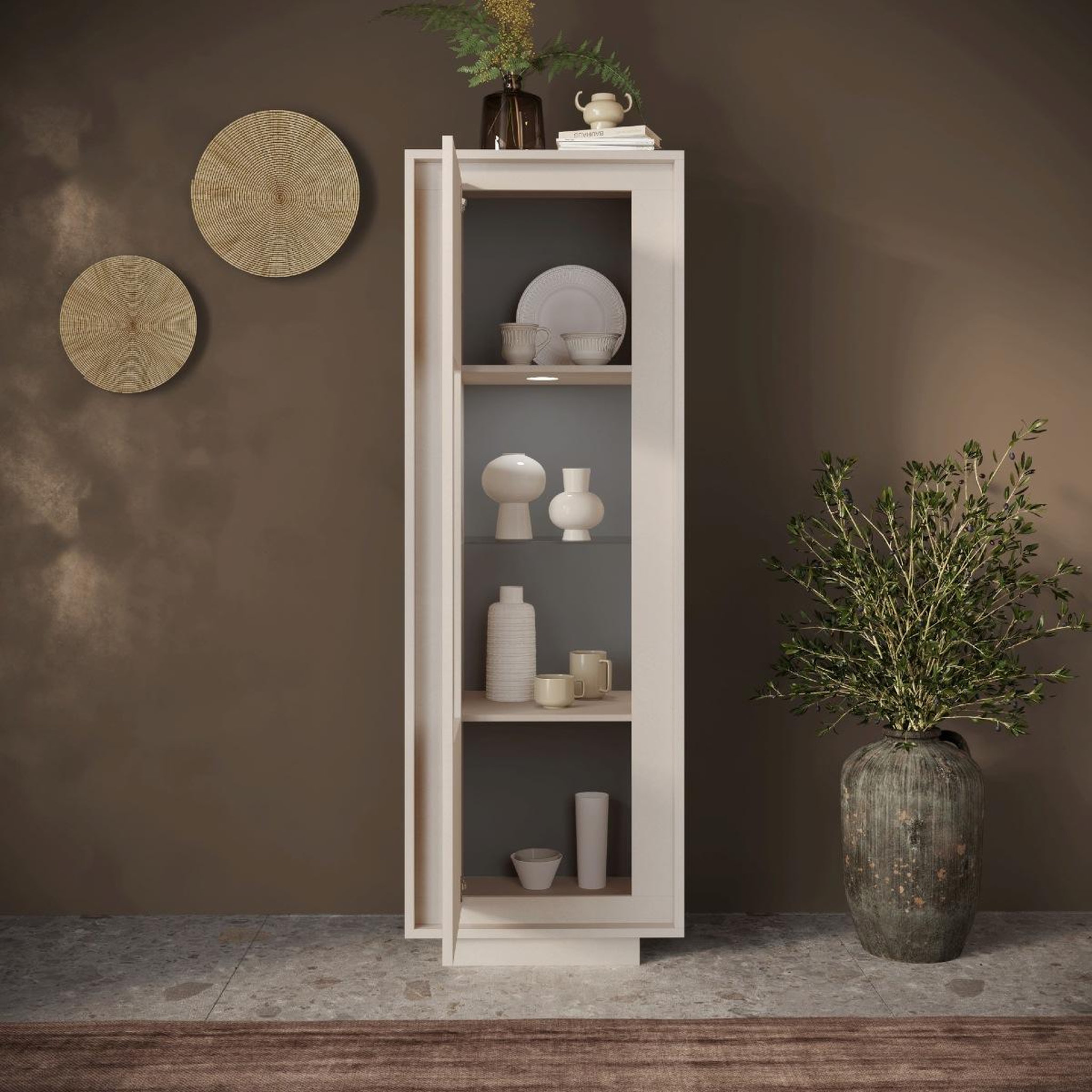 Voir la diapositive 5 : JLC KREATION Vitrine 1 porte vitré coloris beige yori