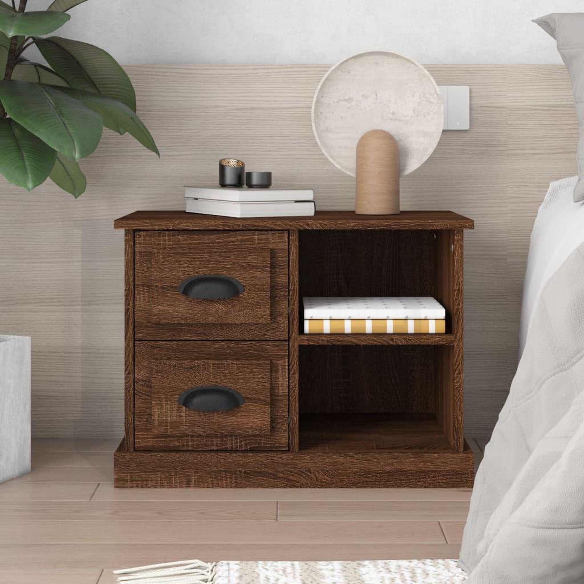 Voir la diapositive 1 : VIDAXL Table de chevet chene marron 60x35,5x45 cm
