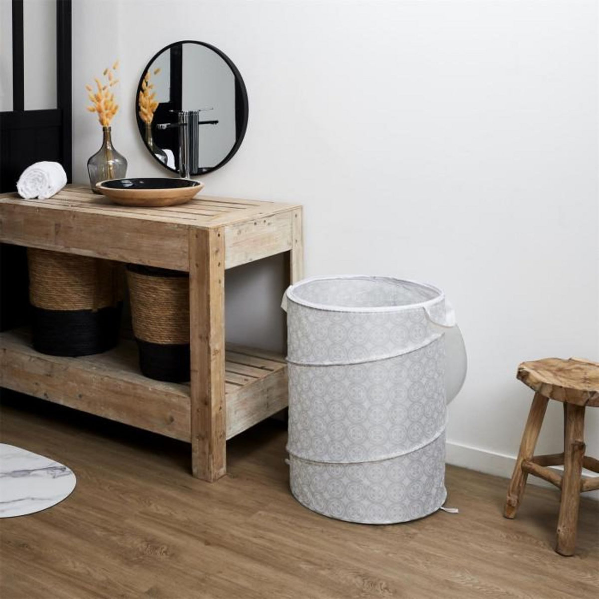 Paris Prix Panier à Linge Pop Up  Ma Petite Buanderie  60cm Beige