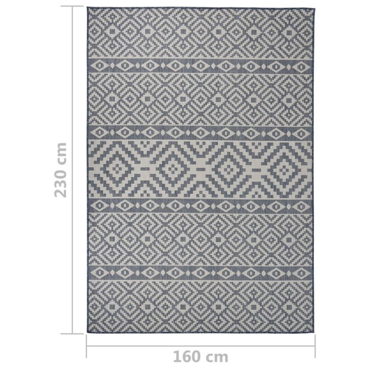 VIDAXL Tapis a tissage plat d'exterieur 160x230 cm Rayures bleues