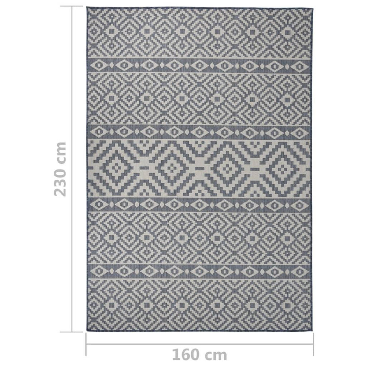 VIDAXL Tapis a tissage plat d'exterieur 160x230 cm Rayures bleues