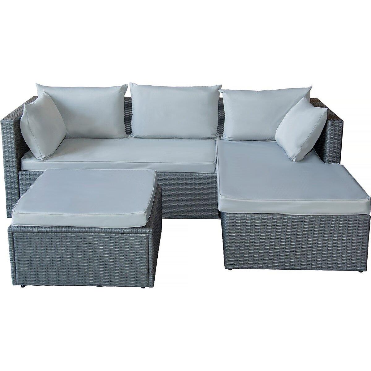 Habitat et Jardin Salon de jardin bas en résine tressée  Diya  3 places - Gris clair