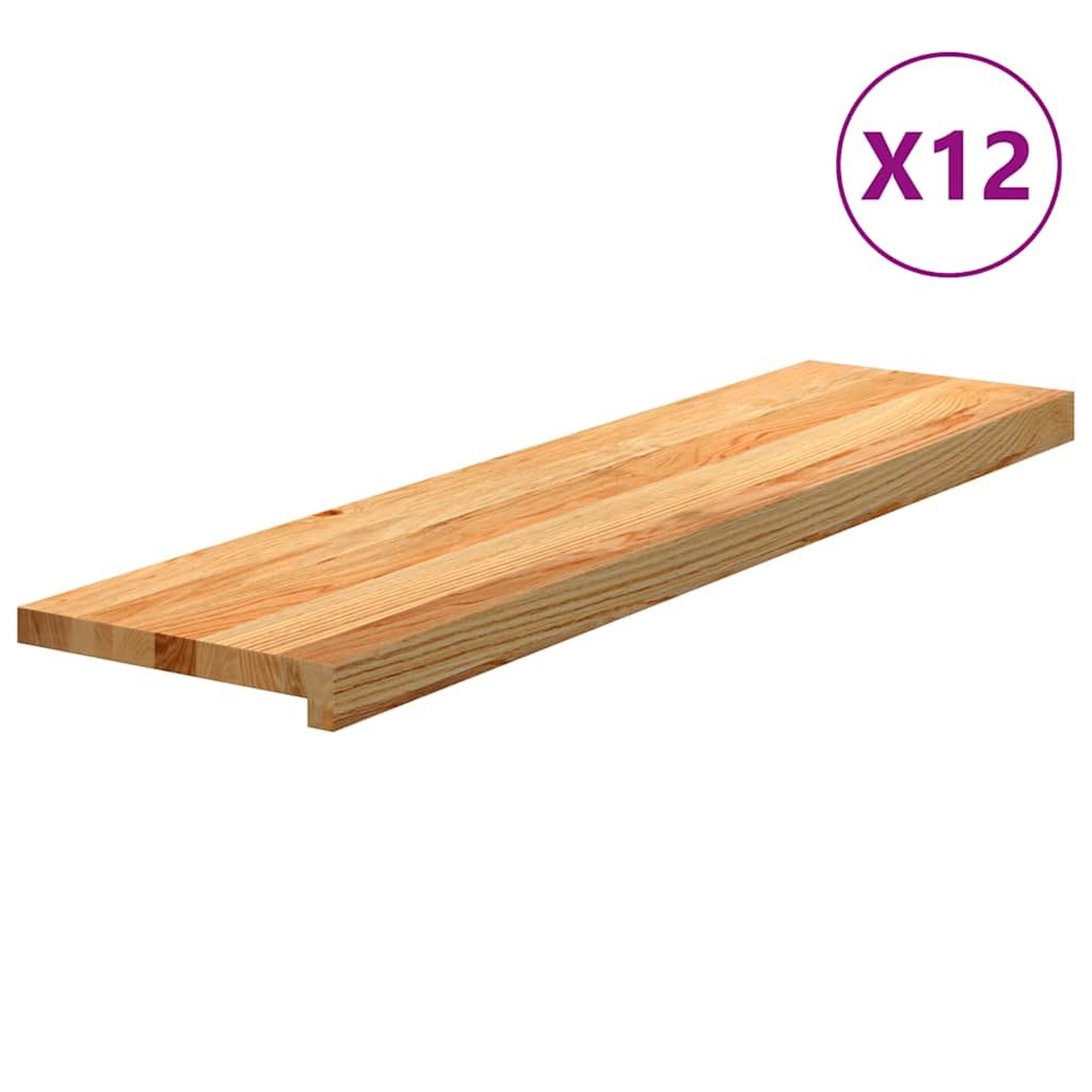VIDAXL Marches d'escalier 12 pcs marron clair 100x30x2 cm chene massif