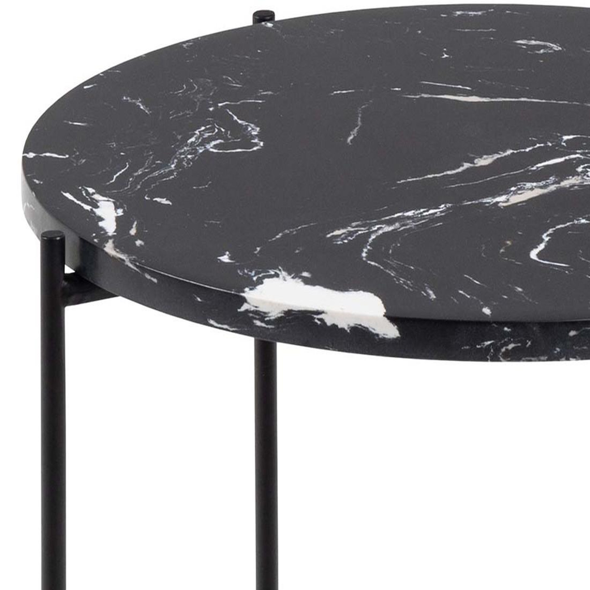 Voir la diapositive 5 : LISA DESIGN Ezaro - table basse ronde - 42 cm - plateau en marbre - pieds en acier