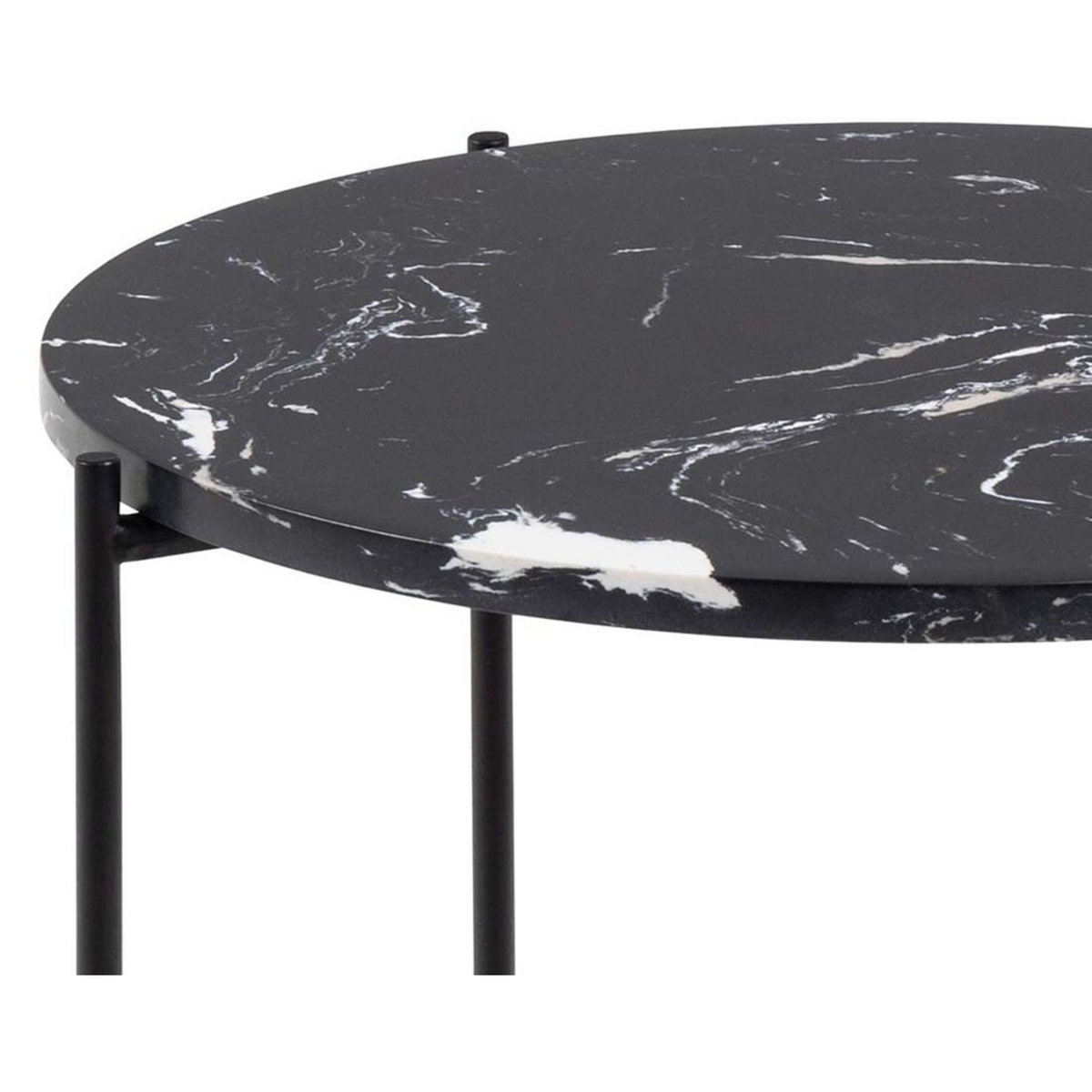 LISA DESIGN Ezaro - table basse ronde - 42 cm - plateau en marbre - pieds en acier