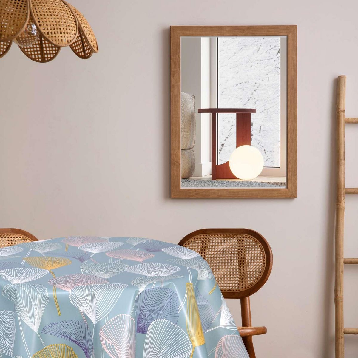 HABITABLE Nappe en toile cirée ronde Cottey - Diam. 150 cm - Bleu