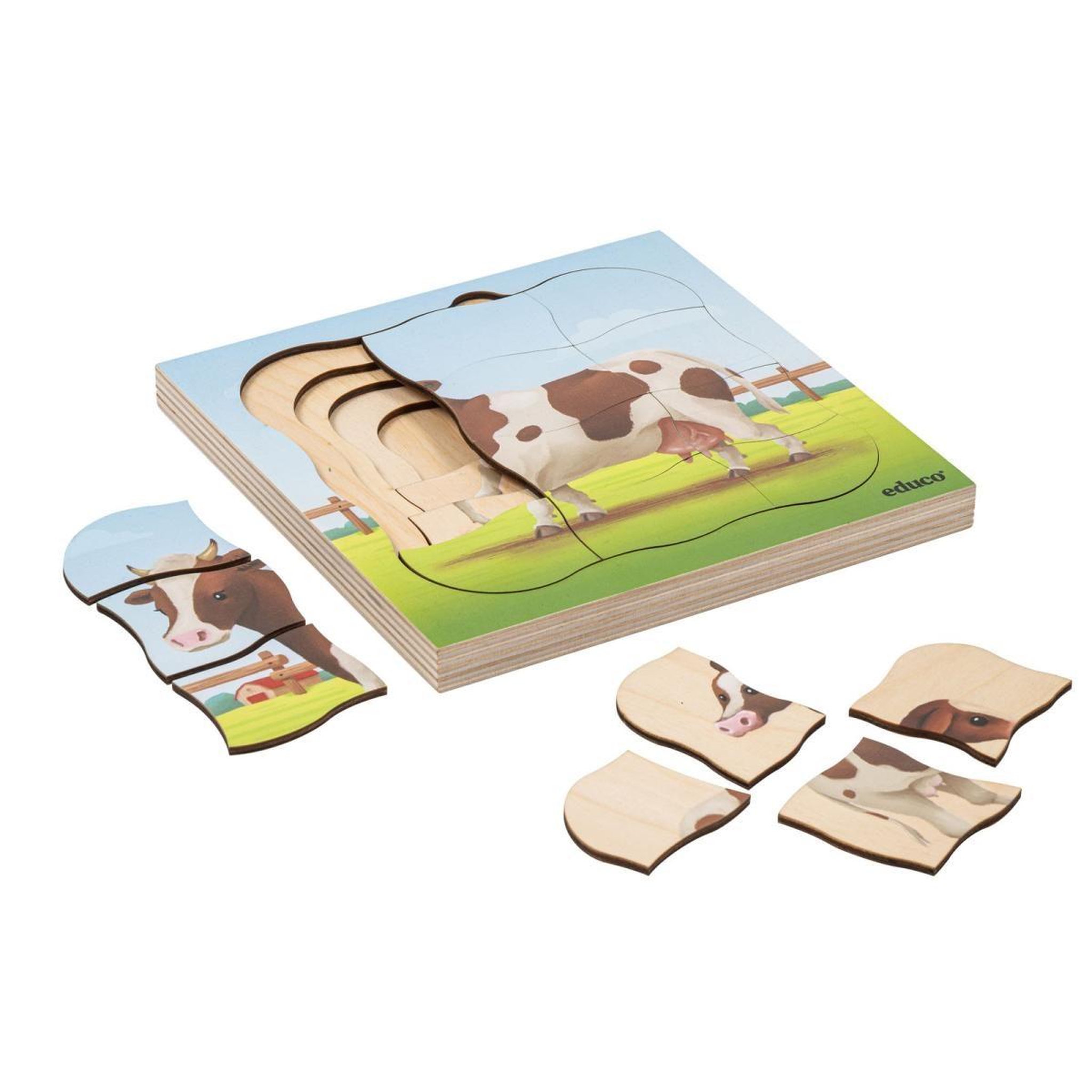 EDUCO À la ferme - la vache pousse — 31 pièces de puzzle