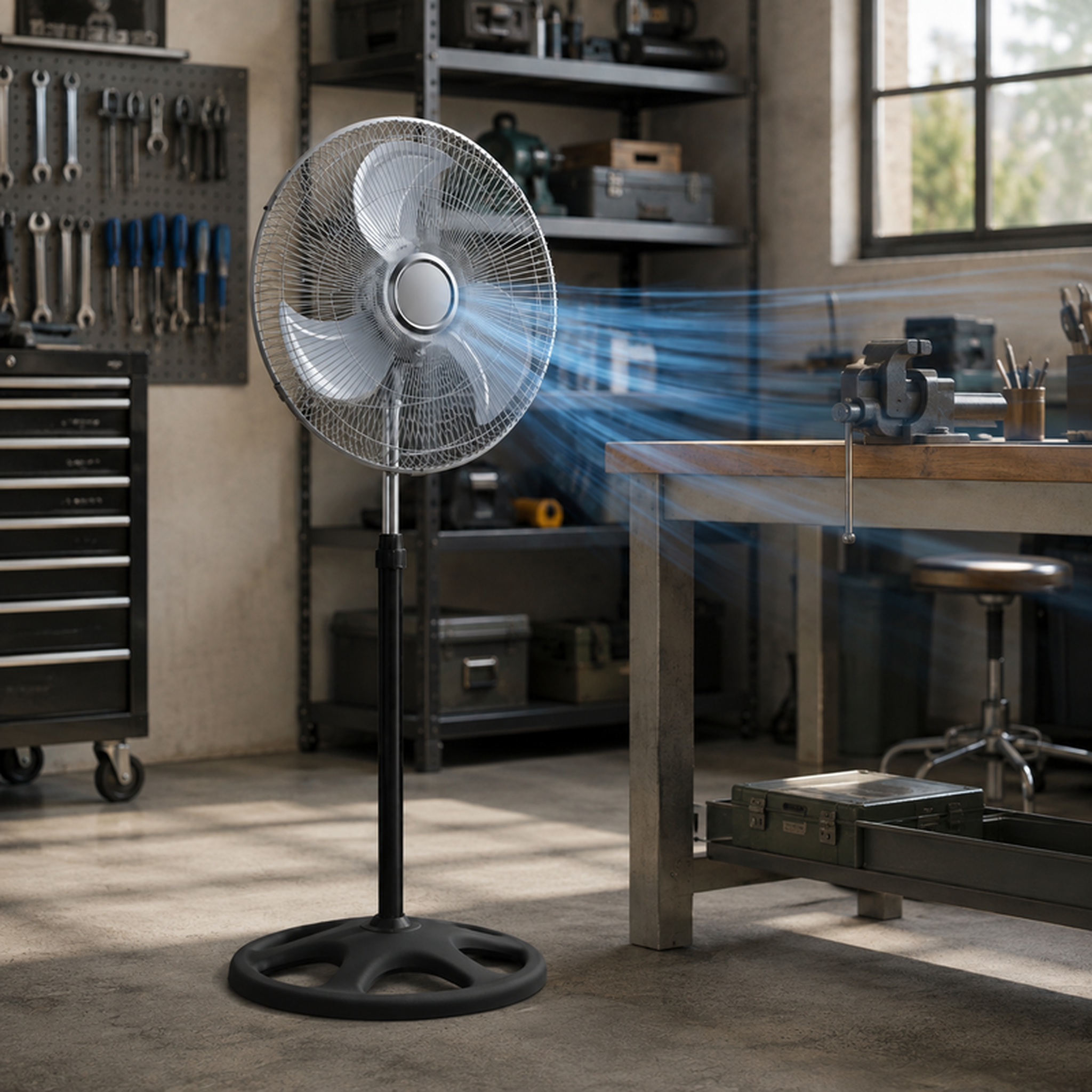 Voir la diapositive 2 : Ventilateur modulable 3-en-1 (pied, bureau, sol) 45 cm – métal 55w