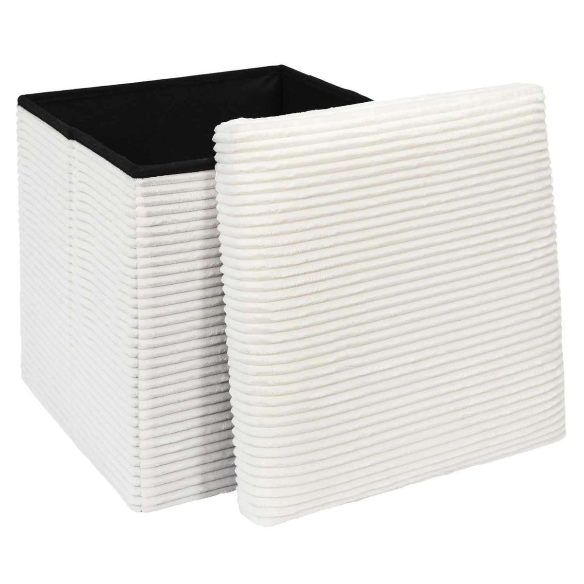 The Home Deco Factory Pouf de rangement pliable effet côtelé