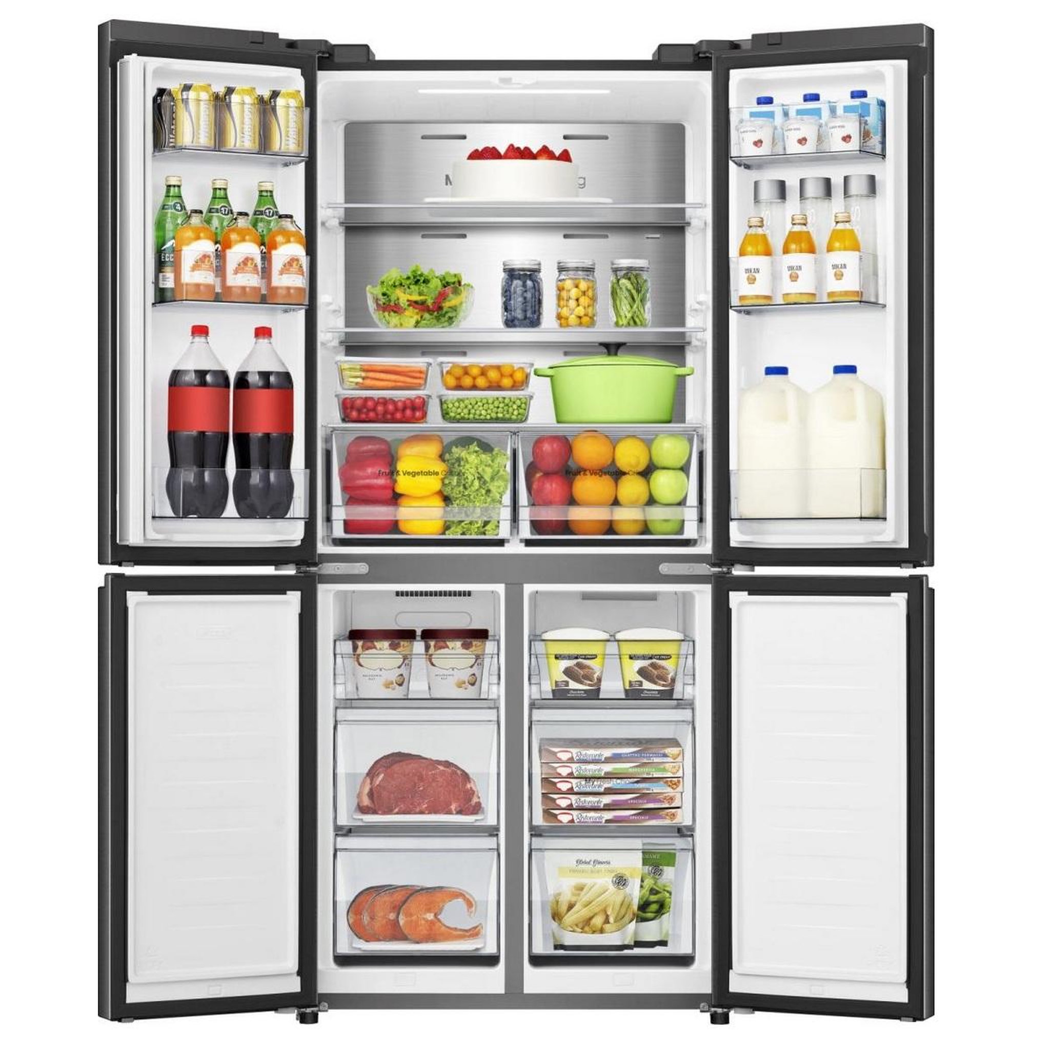 Voir la diapositive 4 : Hisense Réfrigérateur américain 483l no frost noir - rq5p470safe