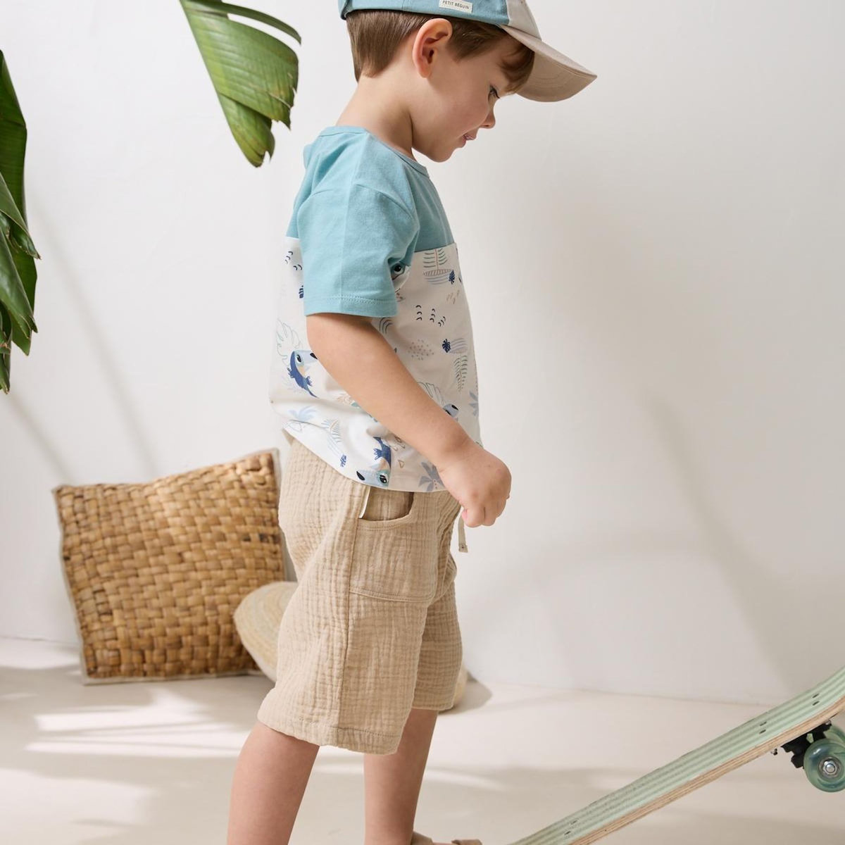 Petit Béguin Ensemble enfant t-shirt et short en gaze de coton Toucana
