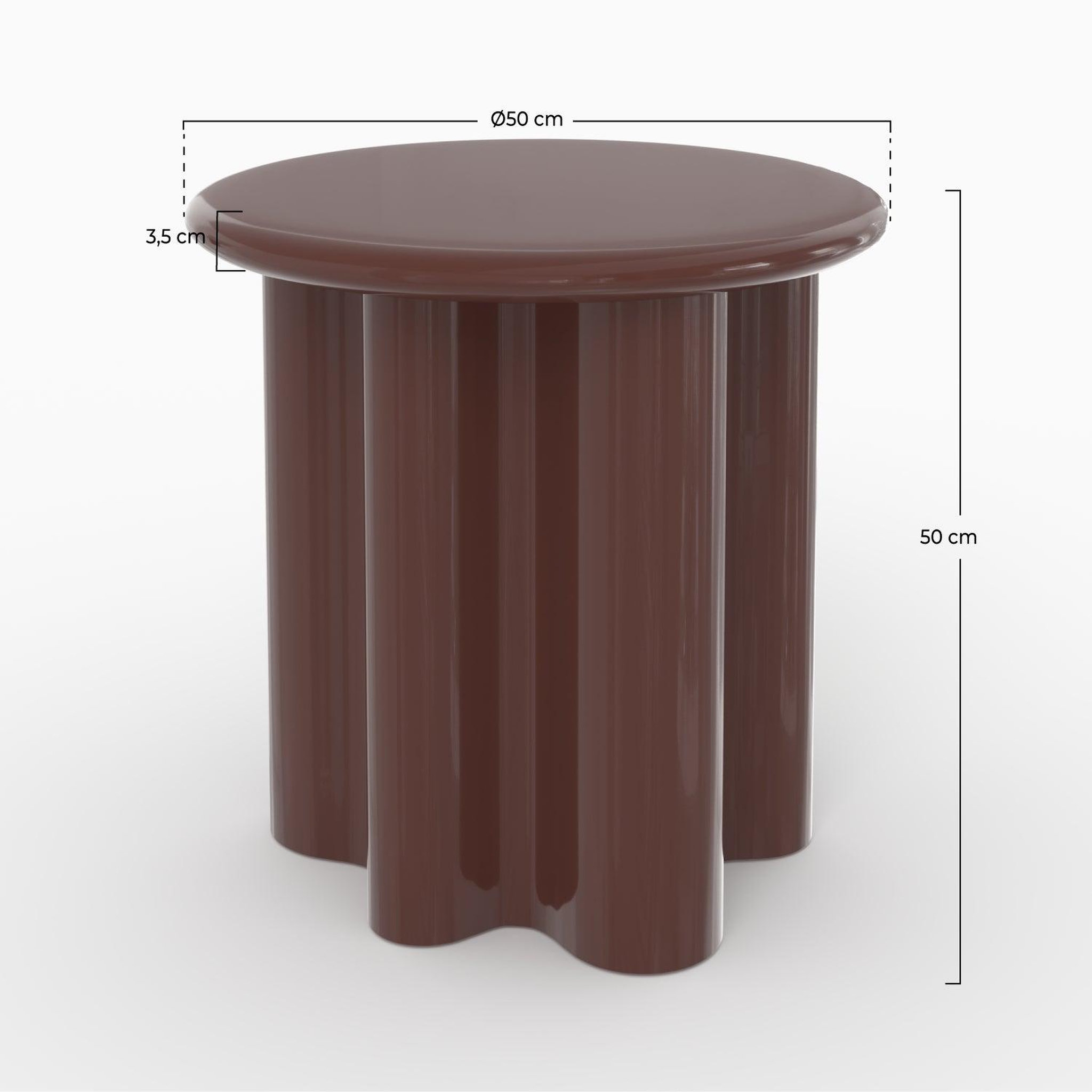Voir la diapositive 4 : MAISON PAVANE Table d'appoint laquée rouge lie de vin, d50 cm-olya