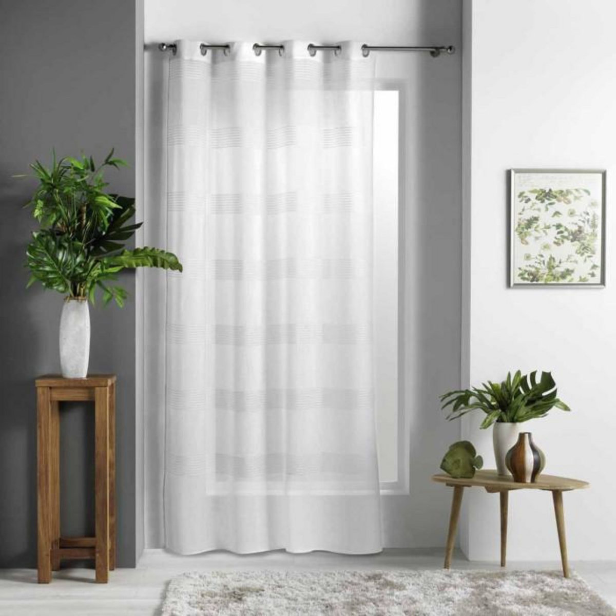 Paris Prix Rideau Voilage à Œillets  Ajourela  140x240cm Blanc