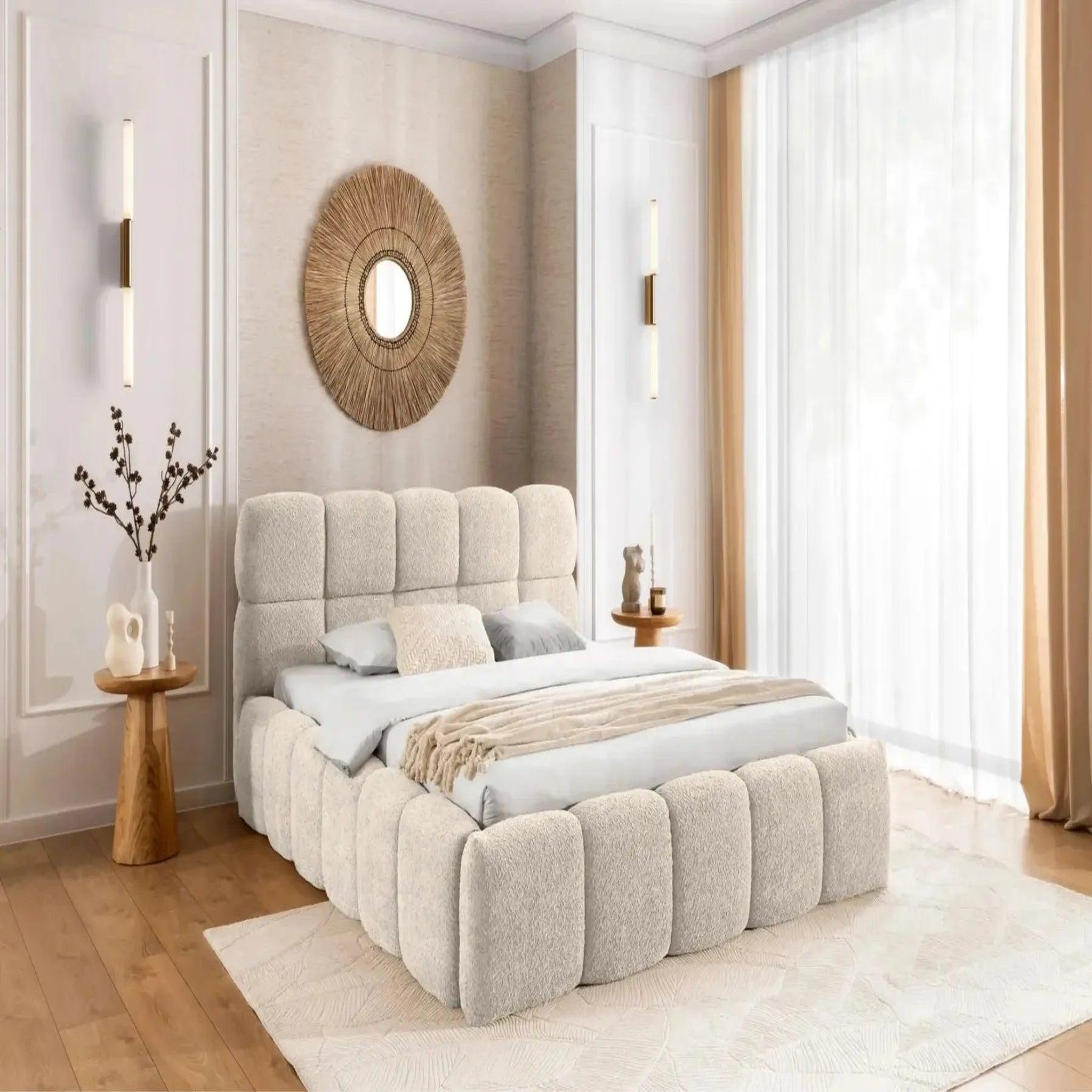 Voir la diapositive 2 : CASANOVA PARIS Elise - lit coffre tissu bouclette