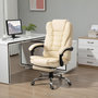 Voir la diapositive 2 : HOMCOM Fauteuil de bureau fauteuil manager grand confort réglable dossier inclinable repose-pied revêtement synthétique crème