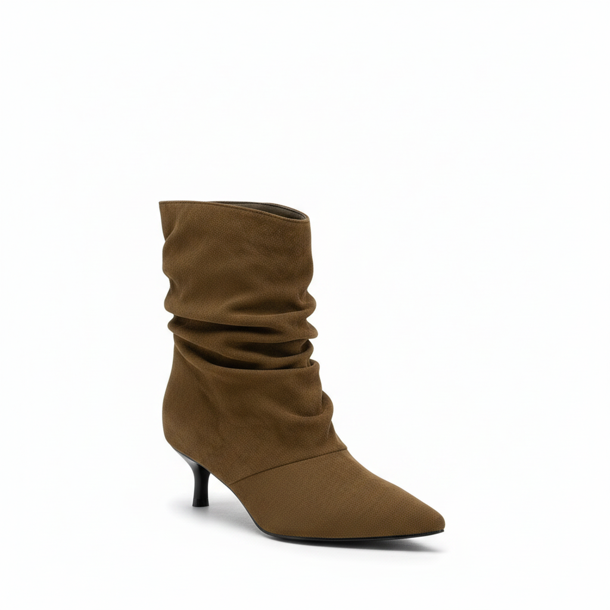 Voir la diapositive 1 : OZABI Ozabi bottines femme suédine plissée talon fin 4 cm bout pointu