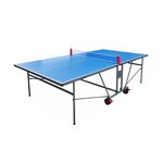 SWEEEK Table de ping pong INDOOR bleue - table pliable avec 2 raquettes et 3 balles. pour utilisation intérieure. sport tennis de table
