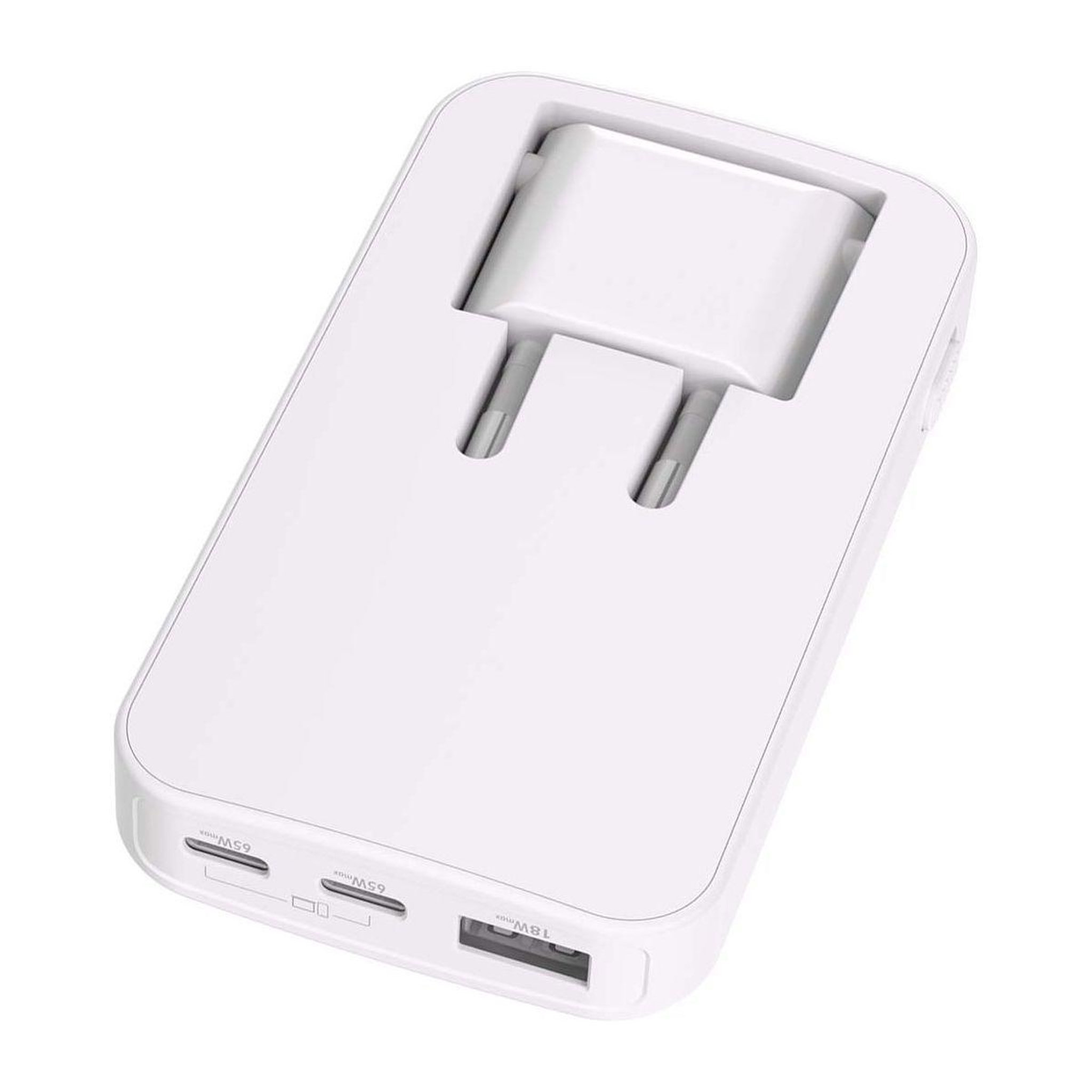 Voir la diapositive 2 : FORCE POWER Chargeur 65w usb-a + 2 usb-c gan blanc pliable