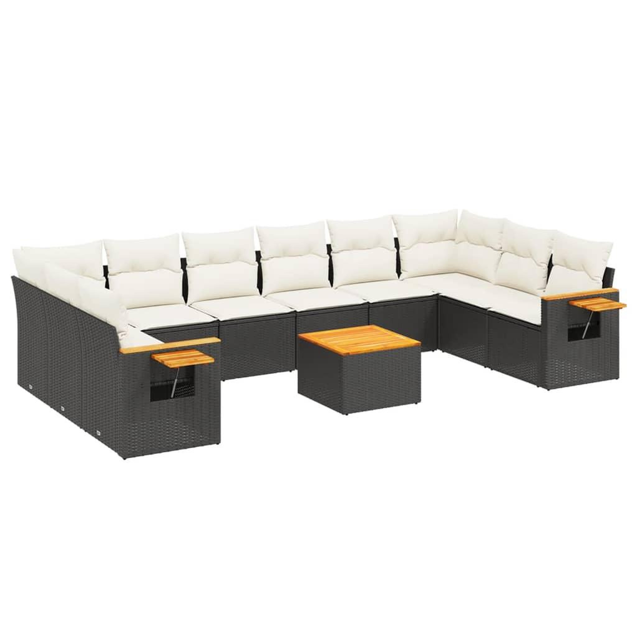 Voir la diapositive 2 : VIDAXL Salon de jardin 11 pcs avec coussins noir resine tressee