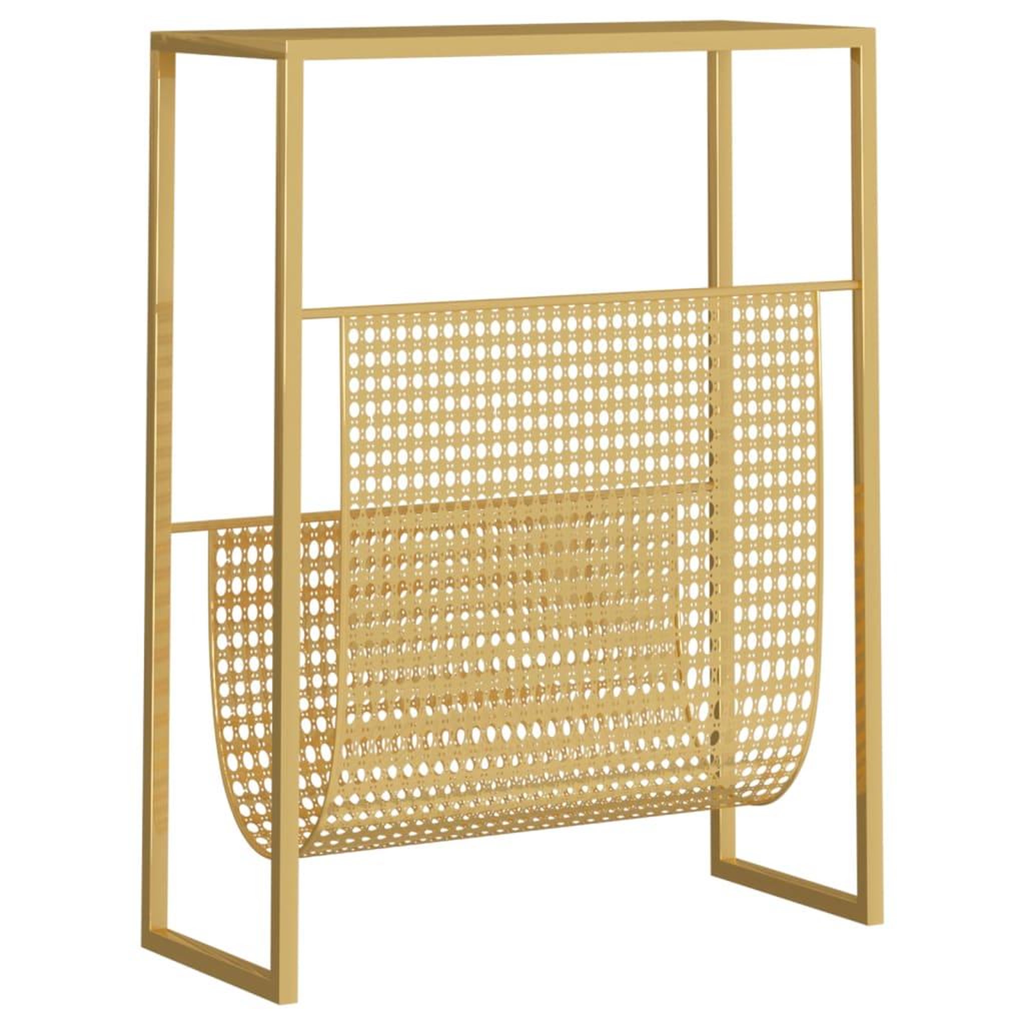 Voir la diapositive 5 : VIDAXL Porte-revue Dore 35x15x45 cm Acier