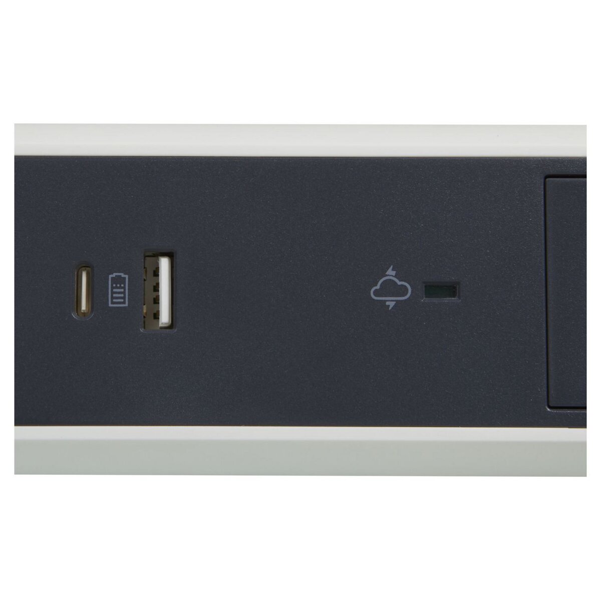 Trefiliaction  Rallonge 5x2P+T Surface - inter, cordon 1,5m, parafoudre et USB A+C- blanc/gris