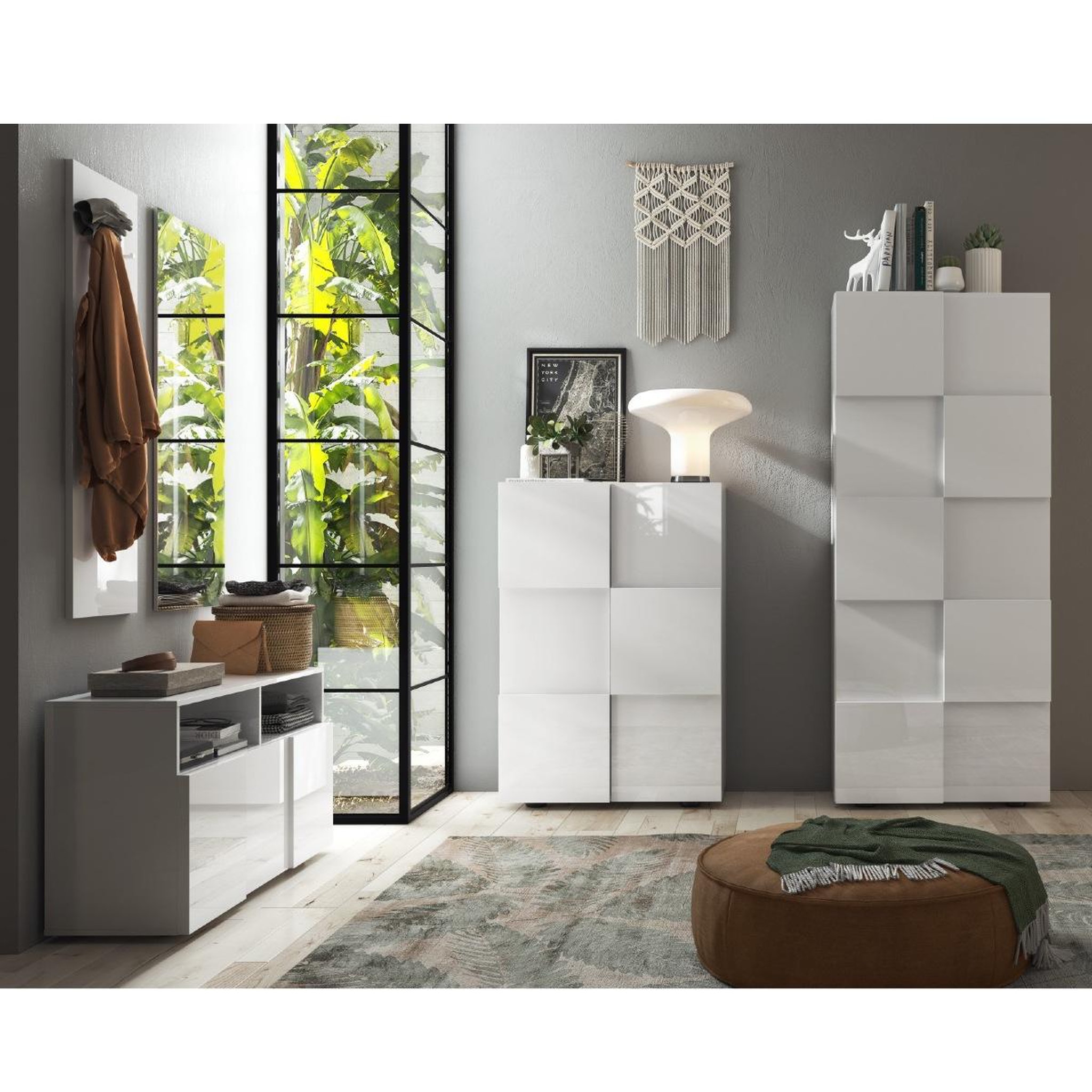 Voir la diapositive 4 : JLC KREATION Armoire design laqué blanc 2 portes MADO