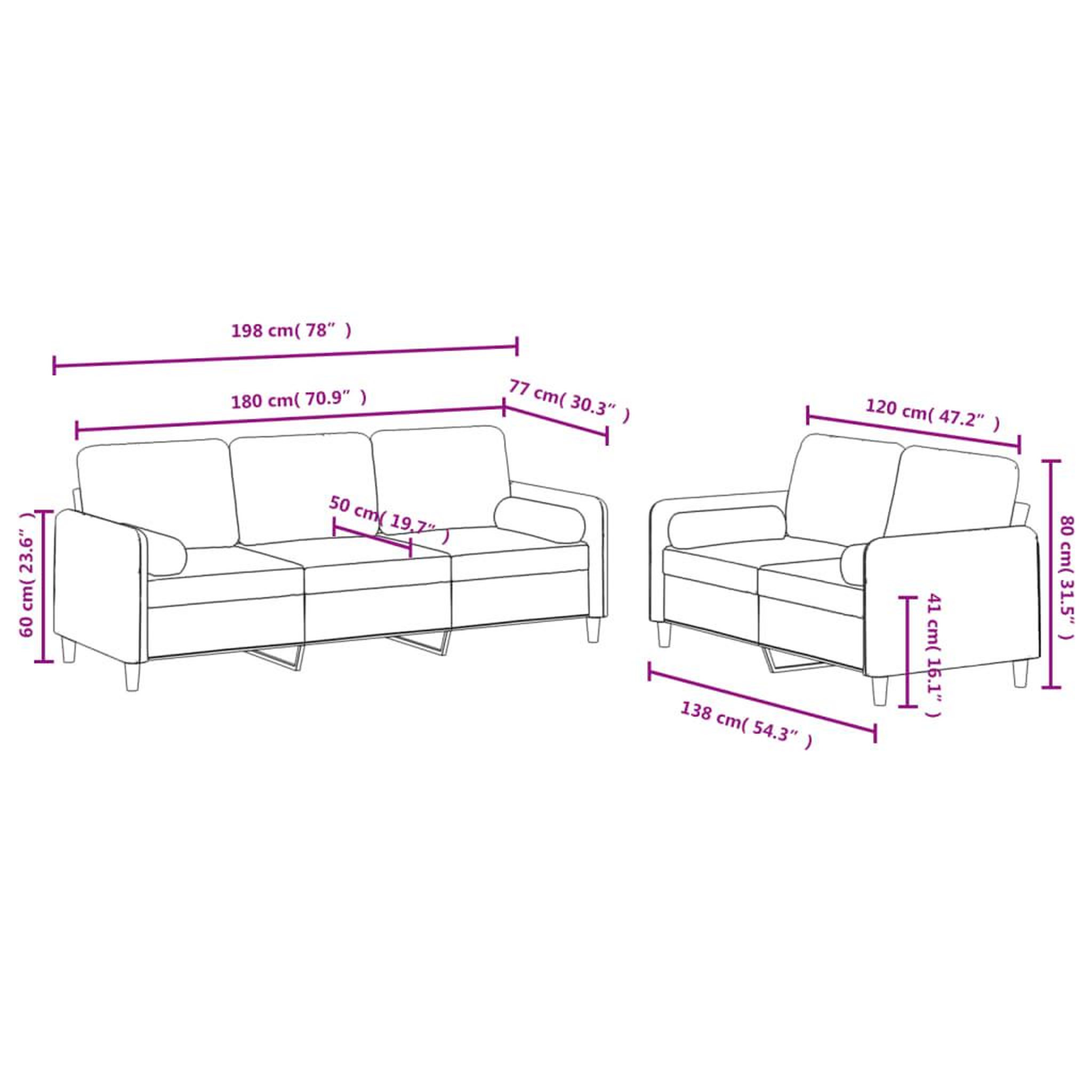 Voir la diapositive 6 : VIDAXL Ensemble de canapes 2 pcs avec coussins rouge bordeaux velours