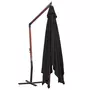 VIDAXL Parasol suspendu avec mat en bois 400x300 cm Noir