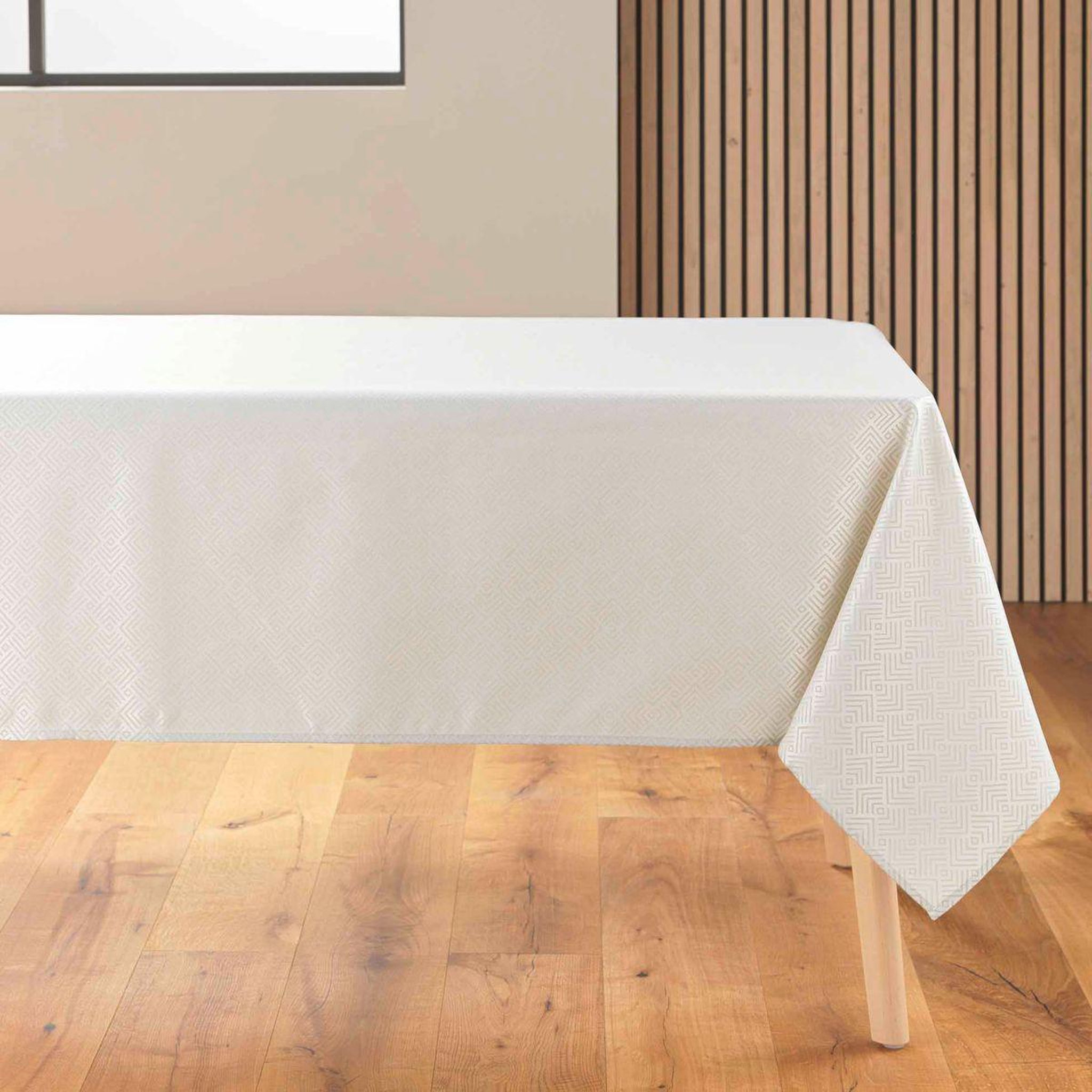 Douceur d'Intérieur Nappe jacquard imprimé  azuline  140x250cm naturel