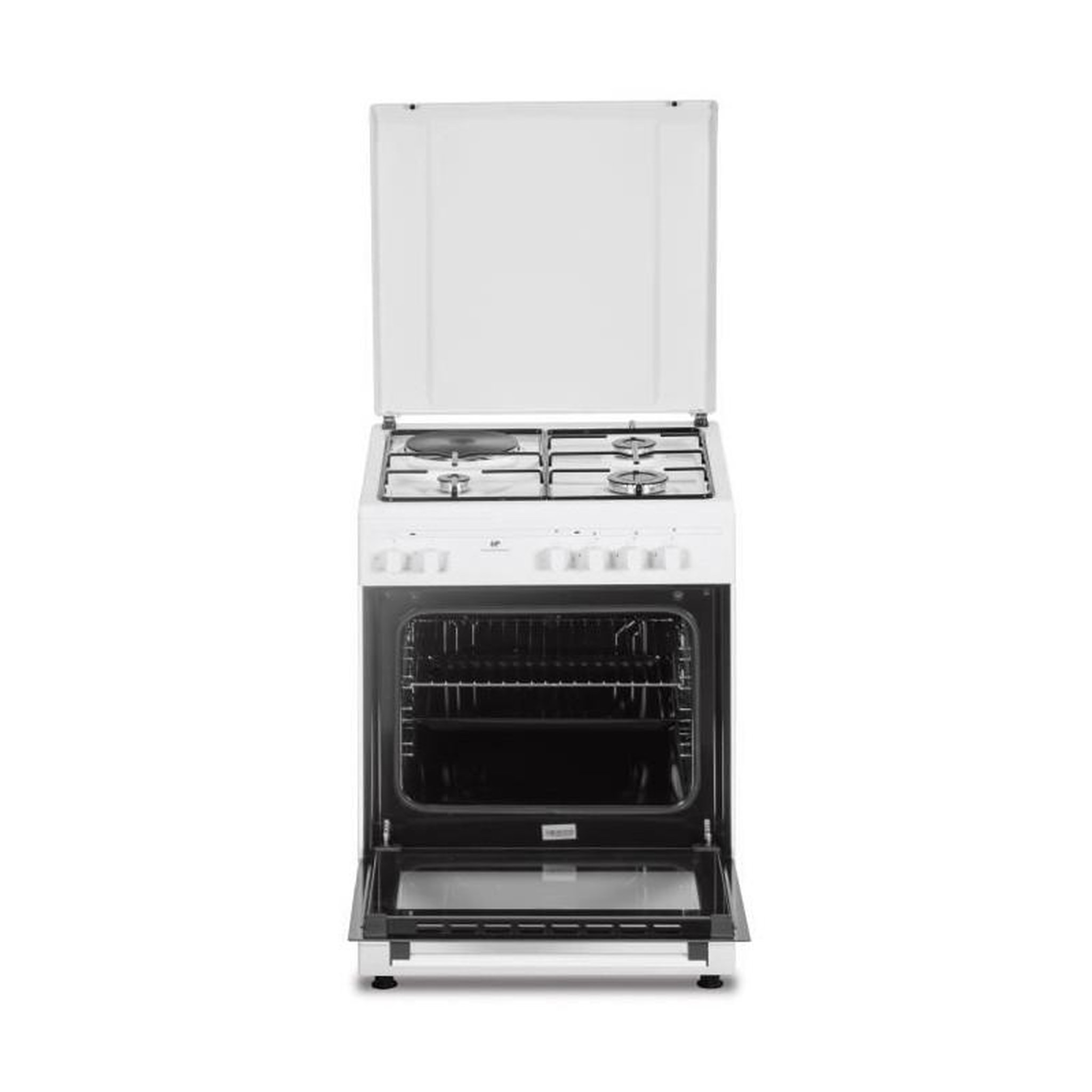 Voir la diapositive 3 : CONTINENTAL EDISON Cuisinière mixte – 3 feux gaz + 1 électrique – Blanc – Continental Edison CECM60FCW