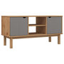 Voir la diapositive 2 : VIDAXL Meuble TV OTTA Marron et gris 113,5x43x57 cm Bois massif pin