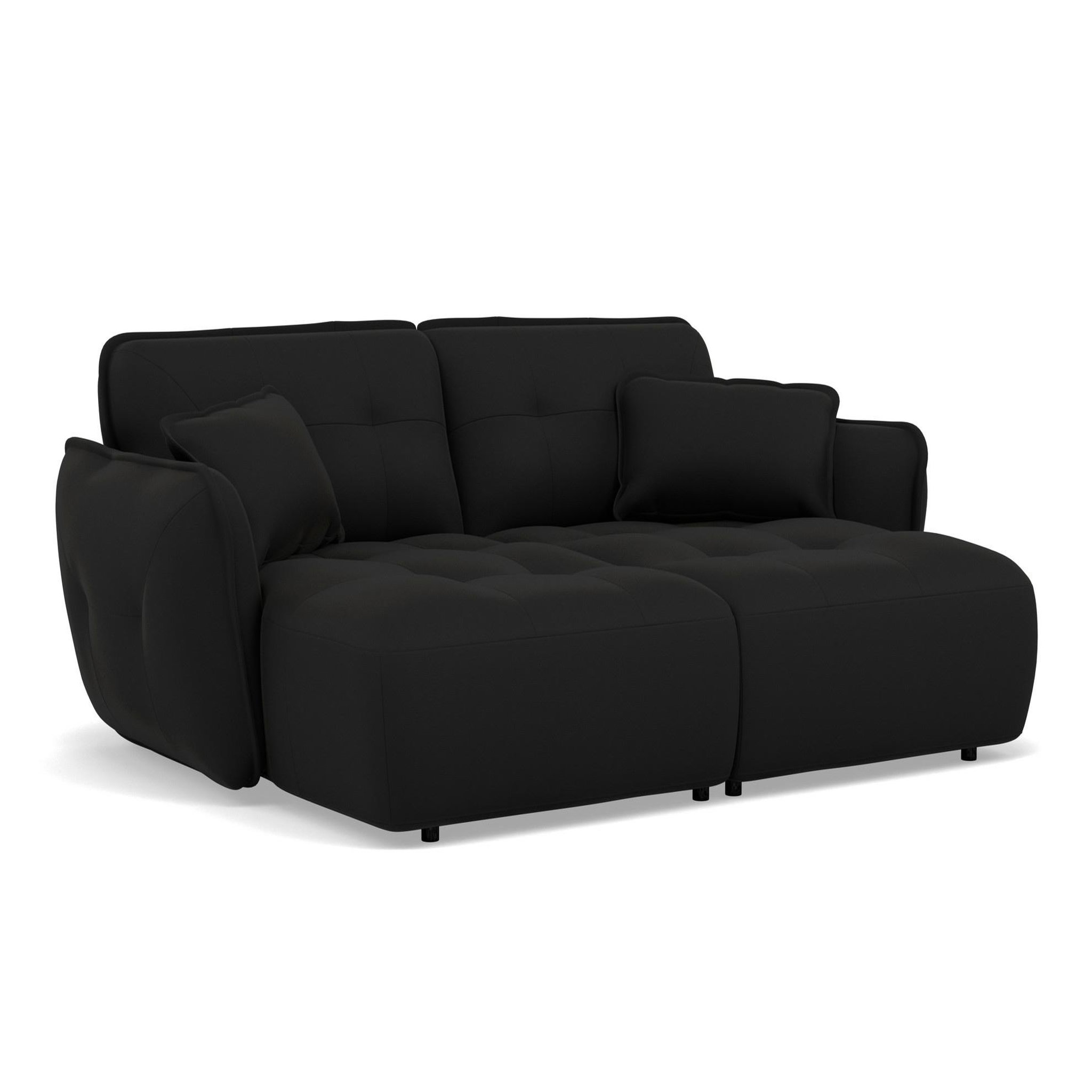 Voir la diapositive 3 : BEST MOBILIER Thais - canapé droit 4 places avec double méridienne assise profonde en tissu texturé