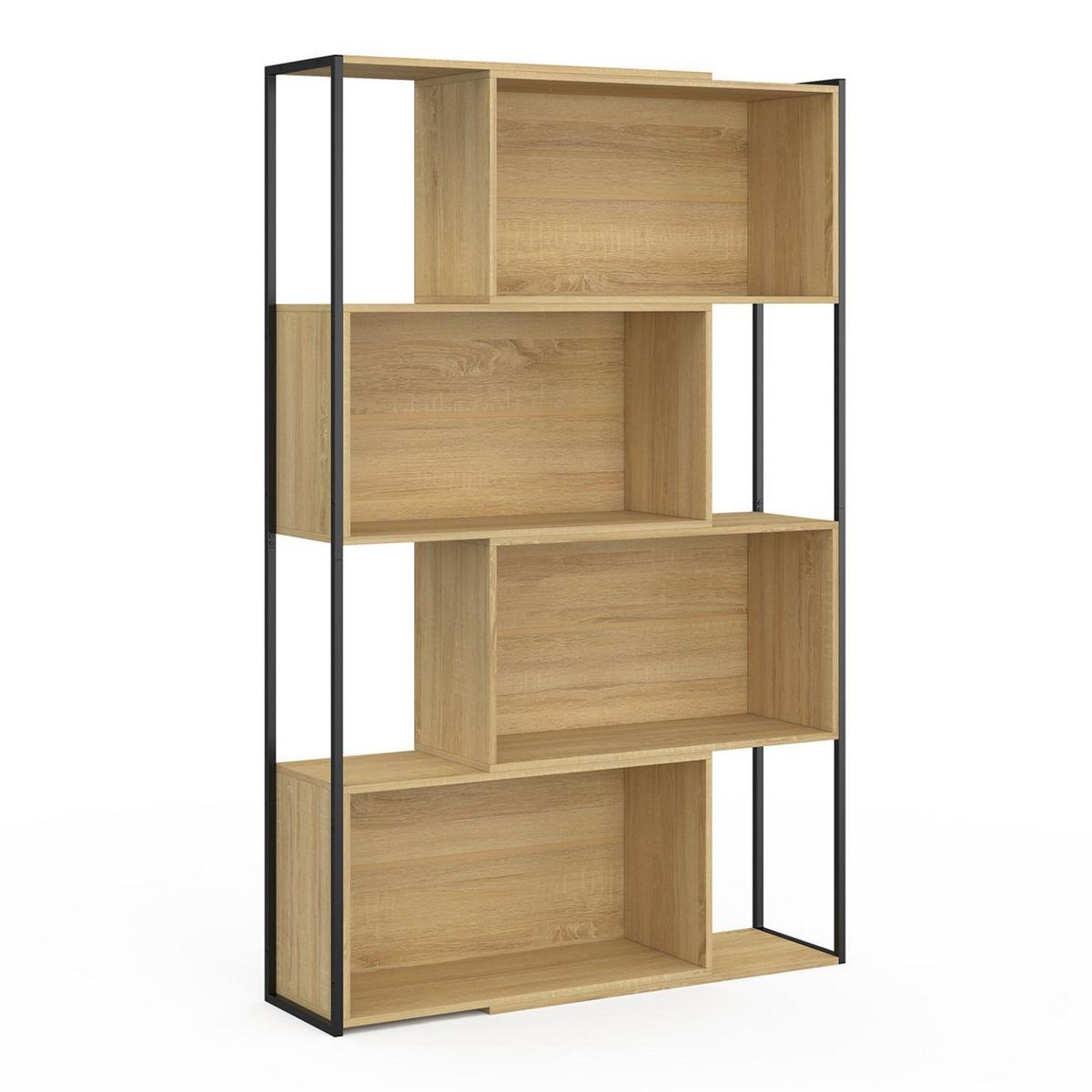 ID MARKET Etagère bibliothèque modulable DETROIT séparateur d'angle extensible design industriel 170 cm