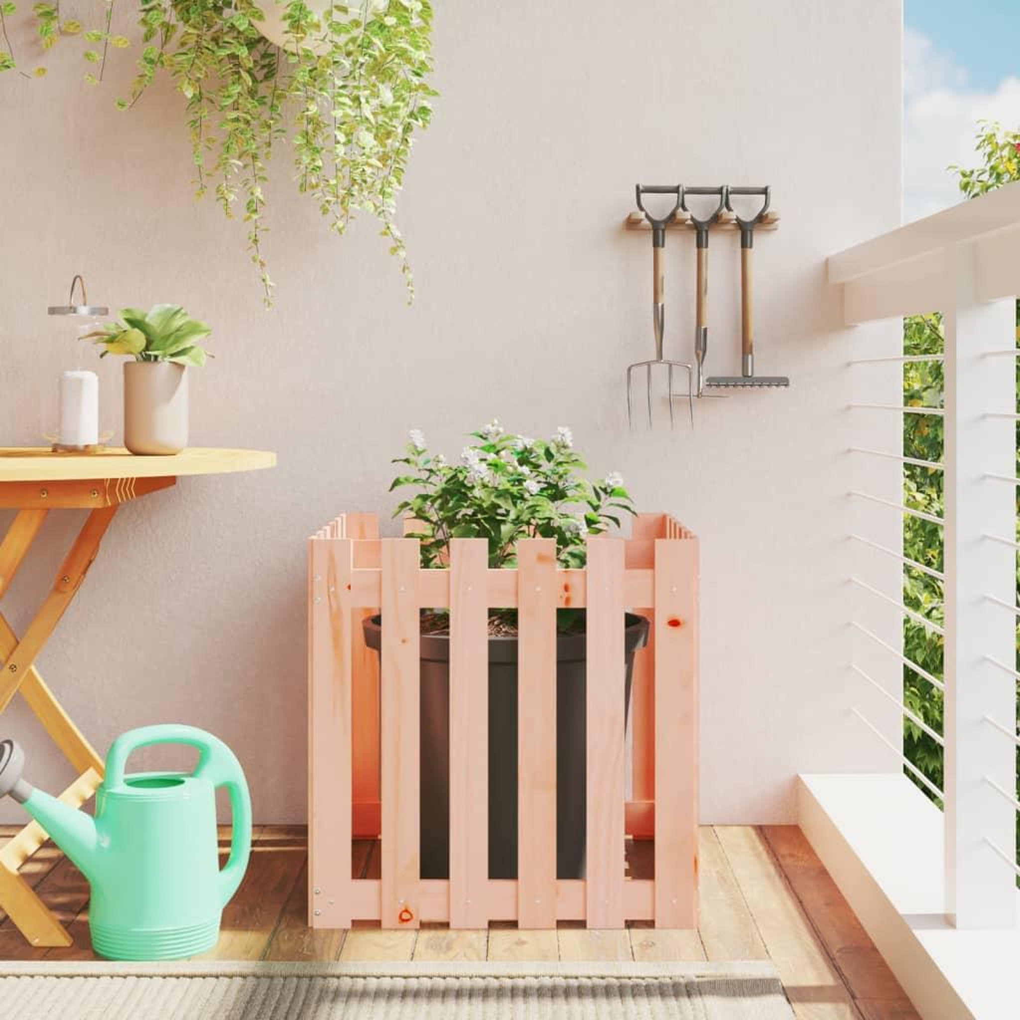 VIDAXL Jardiniere avec design de cloture 60x60x60 cm Douglas massif