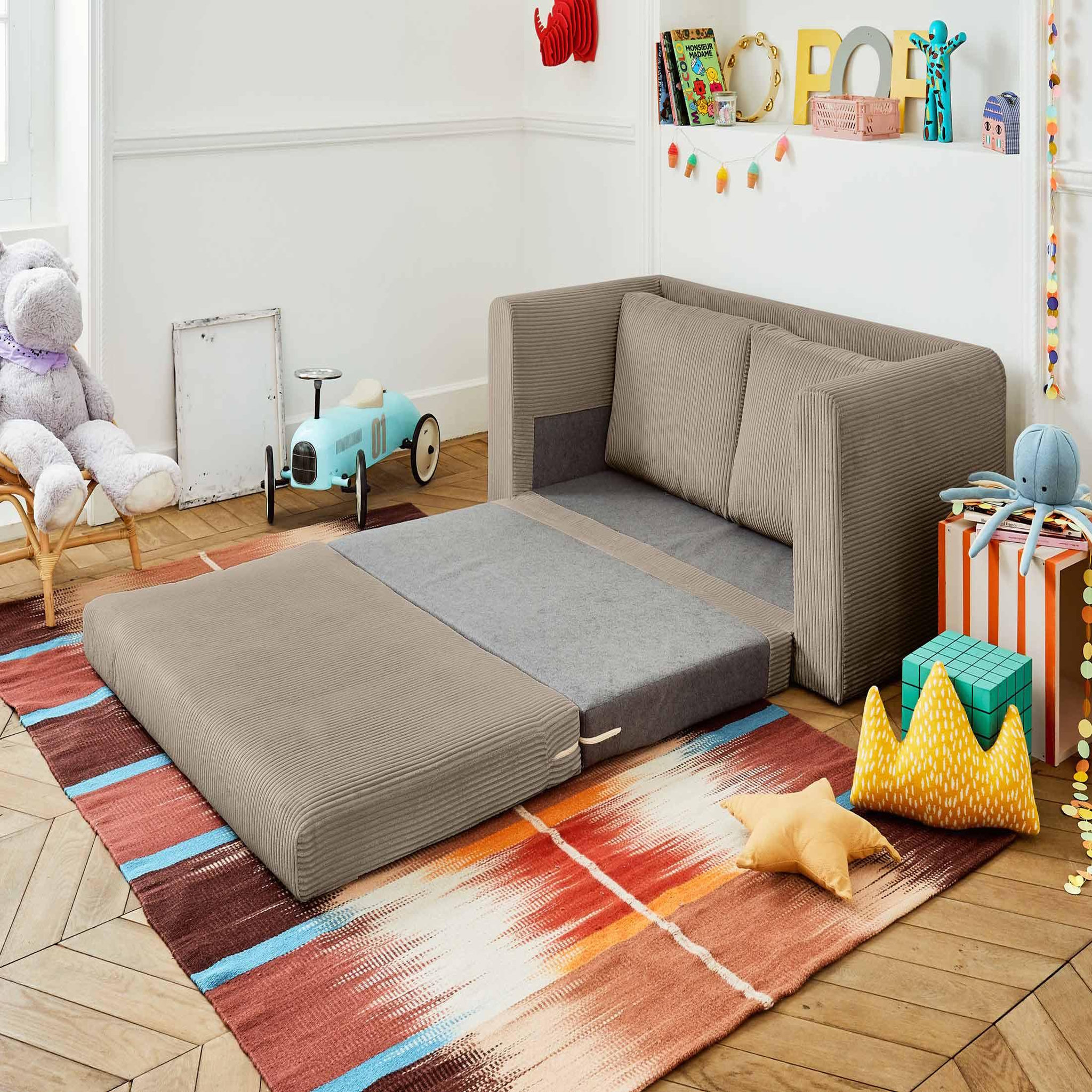 Voir la diapositive 2 : BEST MOBILIER Marilia - canapé 2 places - convertible déplimousse - en velours côtelé